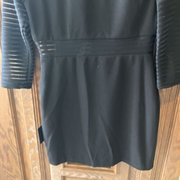 NWT Lulus Women's Perfect Mesh Bodycon Dress 3/4 Sleeve Black - Size M LBD Sheer - Picture 8 of 13